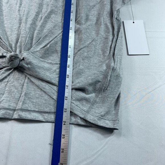 DKNY Shirt Womens Size Large Gray Short Sleeve Front Twisted Knot Sport New - Picture 5 of 7